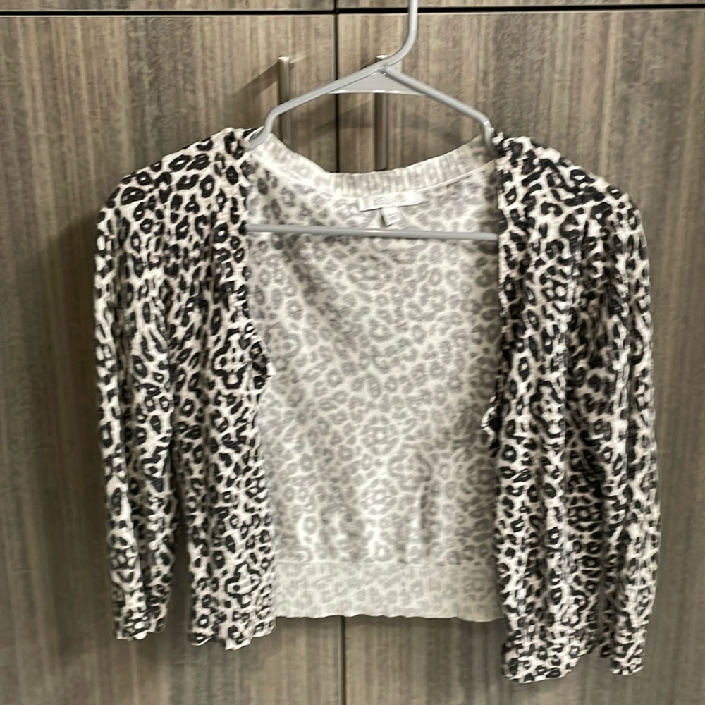 Delia’s animal print open front cardigan